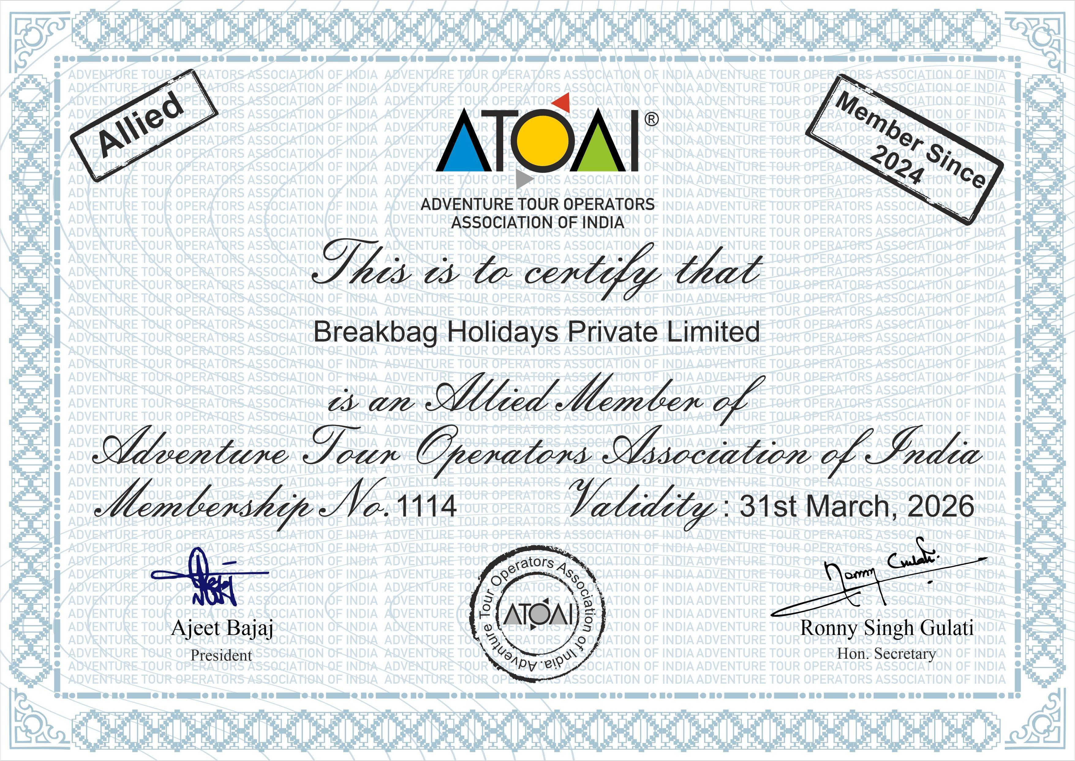 TAAI Certificate of Membership – Membership No. 4470 24 AU CCU